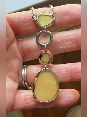 Lia Sophia Silver Pendant Necklace with Yellow Inlay